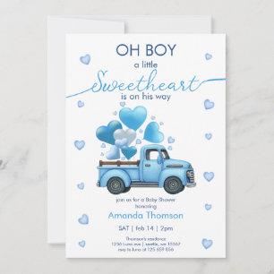Een beetje Sweetheart blauw Truck Baby shower Kaart