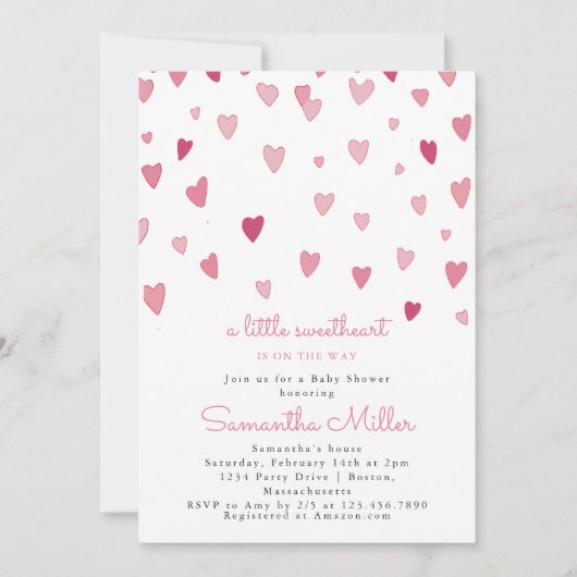 Een beetje Sweetheart Pink Hearts Baby shower Kaart (Voorkant)