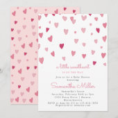 Een beetje Sweetheart Pink Hearts Baby shower Kaart (Voorkant / Achterkant)