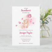 Een beetje Sweetheart Schattige Beer Roze Baby sho Kaart (Staand voorkant)