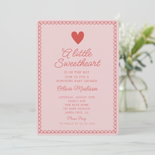 Een beetje Sweetheart Valentijns Baby shower Kaart (Staand voorkant)