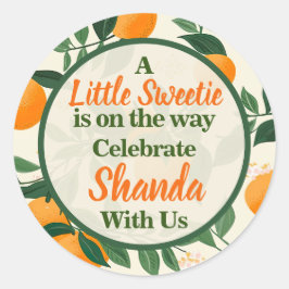 Een beetje Sweetie Oranje Thema Baby shower Ronde Sticker