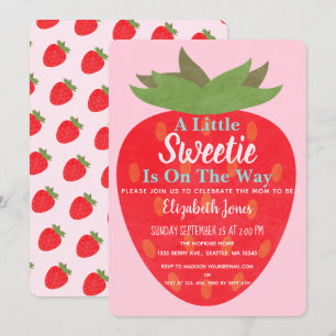 Een beetje Sweetie Strawberry Baby shower Uitnodig Kaart