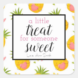 Een beetje trakteren Valentijn dag ananas harten Vierkante Sticker