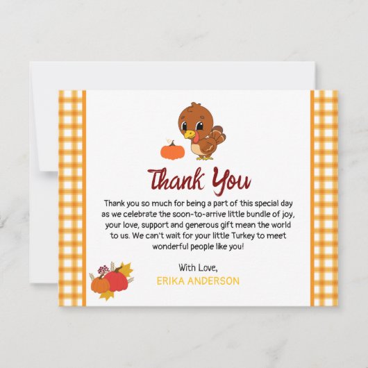 Een beetje Turkije Baby shower Herfst Thanksgiving Bedankkaart (Voorkant)