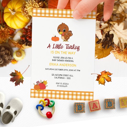 Een beetje Turkije Baby shower Herfst Thanksgiving Kaart