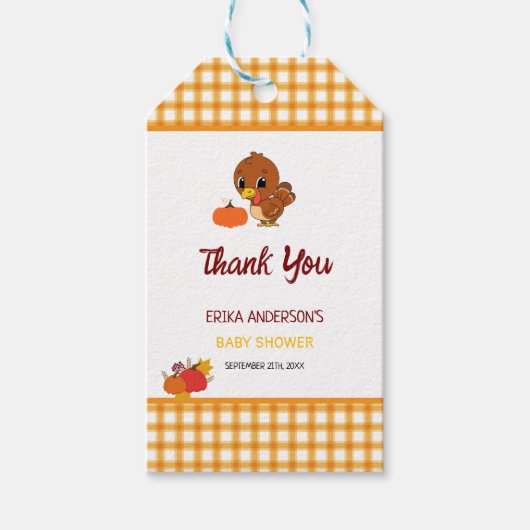 Een beetje Turkije Herfst Thanksgiving Dank u wel Cadeaulabel (Voorkant)