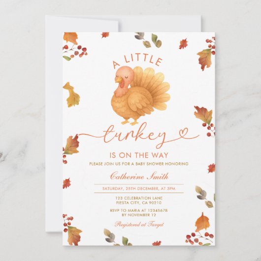 Een beetje Turkije is op weg naar Baby shower Flor Kaart (Voorkant)