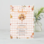 Een beetje Turkije Oranje Gingham Herfst Baby show Kaart (Staand voorkant)