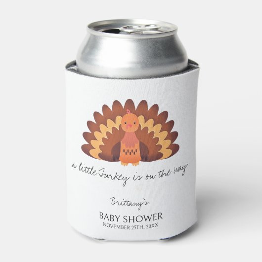Een beetje Turkije Thanksgiving Baby shower Blikjeskoeler (Blikje Voorkant)