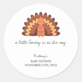 Een beetje Turkije Thanksgiving Baby shower Ronde Sticker
