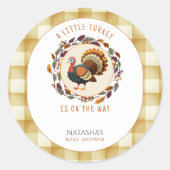 Een beetje Turkije Thanksgiving Herfst Baby shower Ronde Sticker (Voorkant)