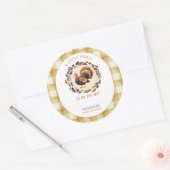 Een beetje Turkije Thanksgiving Herfst Baby shower Ronde Sticker (Envelop)