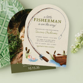 Een beetje Visser Waterverf Foto Baby shower Kaart