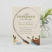 Een beetje Visser Waterverf Foto Baby shower Kaart (Staand voorkant)