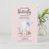 Een beetje vlinder 1e verjaardag Schattige nummer Kaart (Staand voorkant)