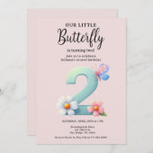 Een beetje vlinder 2e verjaardag Schattige nummer Kaart (Voorkant / Achterkant)