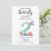 Een beetje vlinder 2e verjaardag Schattige nummer Kaart (Staand voorkant)