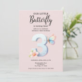 Een beetje vlinder 3e verjaardag Schattige nummer  Kaart (Staand voorkant)