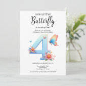 Een beetje vlinder 4e verjaardag Schattige nummer  Kaart (Staand voorkant)