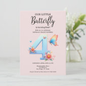 Een beetje vlinder 4e verjaardag Schattige nummer  Kaart (Staand voorkant)