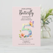Een beetje vlinder 5e verjaardag Schattige nummer Kaart (Staand voorkant)