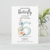 Een beetje vlinder 6e verjaardag Schattige nummer  Kaart (Staand voorkant)