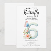 Een beetje vlinder 6e verjaardag Schattige nummer  Kaart (Voorkant / Achterkant)