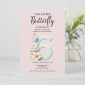 Een beetje vlinder 6e verjaardag Schattige nummer  Kaart (Staand voorkant)