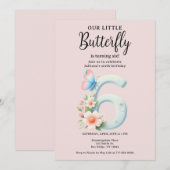 Een beetje vlinder 6e verjaardag Schattige nummer  Kaart (Voorkant / Achterkant)