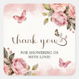 Een beetje vlinder Baby shower dank je Vierkante Sticker
