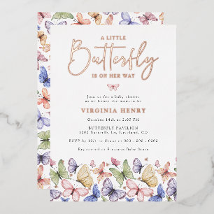 Een beetje vlinder Baby shower Folie Uitnodiging