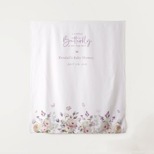 Een beetje vlinder Baby shower foto achtergrond Wandkleed (Voorkant)