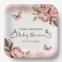 Een beetje vlinder Baby shower Papieren Bordje