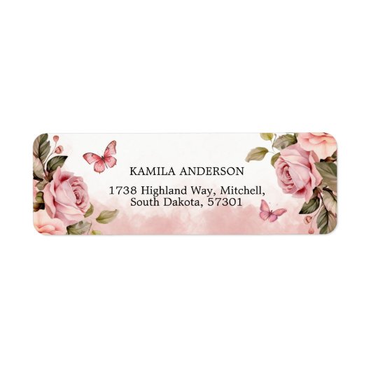 Een beetje vlinder Baby shower retouradres Etiket (Voorkant)