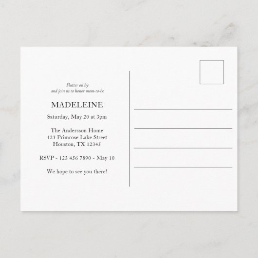 Een beetje vlinder Baby shower Uitnodiging Briefkaart (Achterkant)