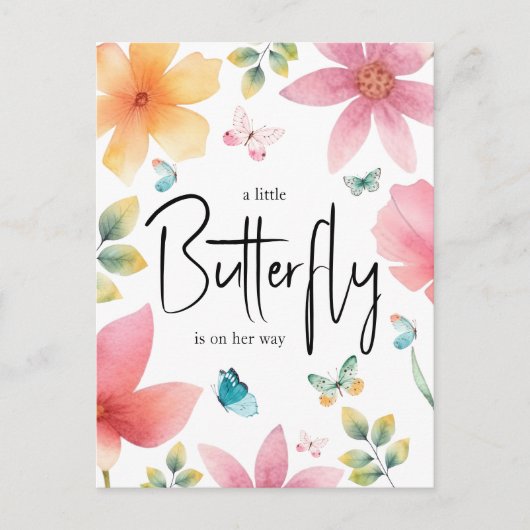 Een beetje vlinder Baby shower Uitnodiging Briefkaart (Voorkant)