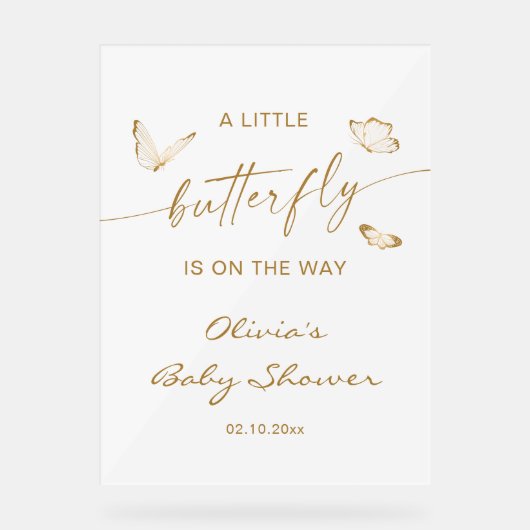 Een beetje vlinder Baby shower welkom Acryl Bord (Voorkant)