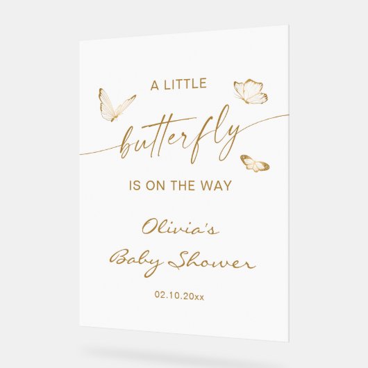 Een beetje vlinder Baby shower welkom Acryl Bord (Hoek)