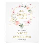 Een beetje vlinder baby shower welkom teken foto afdruk (Voorkant)