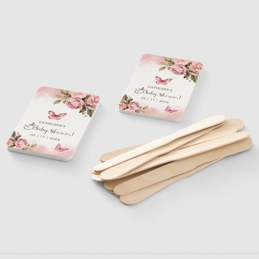 Een beetje vlinder bloemig Baby shower Handwaaier (Niet-gemonteerd)