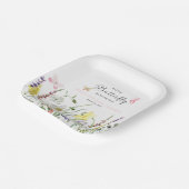 Een beetje vlinder bloemig Baby shower papier Bord (Gebogen)