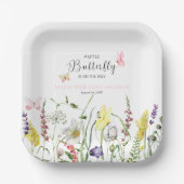 Een beetje vlinder bloemig Baby shower papier Bord (Voorkant)