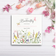 Een beetje vlinder bloemig Baby shower papier serv