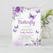 Een beetje vlinder boho paarse meisje Baby shower Kaart (Staand voorkant)