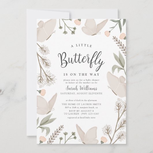 Een beetje vlinder botanisch grillig Baby shower Kaart (Voorkant)