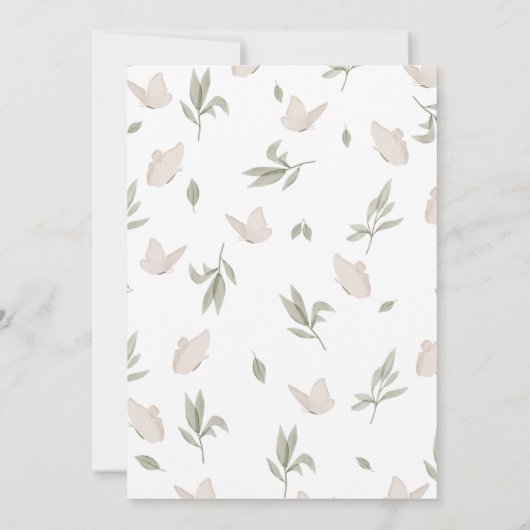 Een beetje vlinder botanisch grillig Baby shower Kaart (Achterkant)
