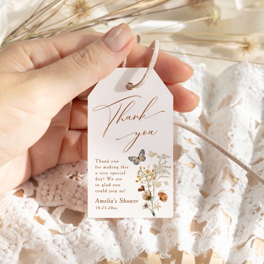 Een beetje vlinder elegante wilde bloem Baby showe Cadeaulabel