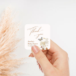 Een beetje vlinder elegante wilde bloem Baby showe Vierkante Sticker