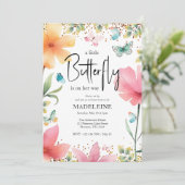 Een beetje vlinder glitter bloemig Baby shower Kaart (Staand voorkant)